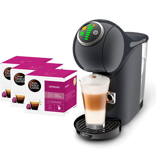 Pachet promo: Espressor cu capsule Krups NESCAFÉ® Dolce Gusto® Genio S Plus KP340B10, 1500W, 15 bari, functia Hot & Cold,...